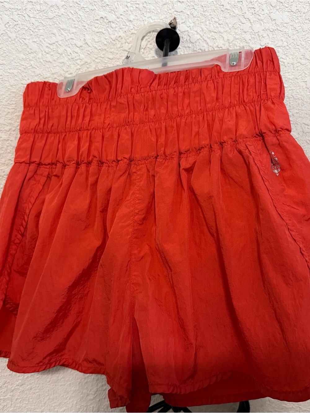 Free People High-Waist Red Smocked Shorts